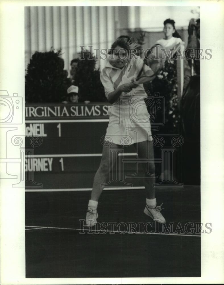 1988 Press Photo Professional tennis player Melissa Gurney at Virginia Slims. - Historic Images