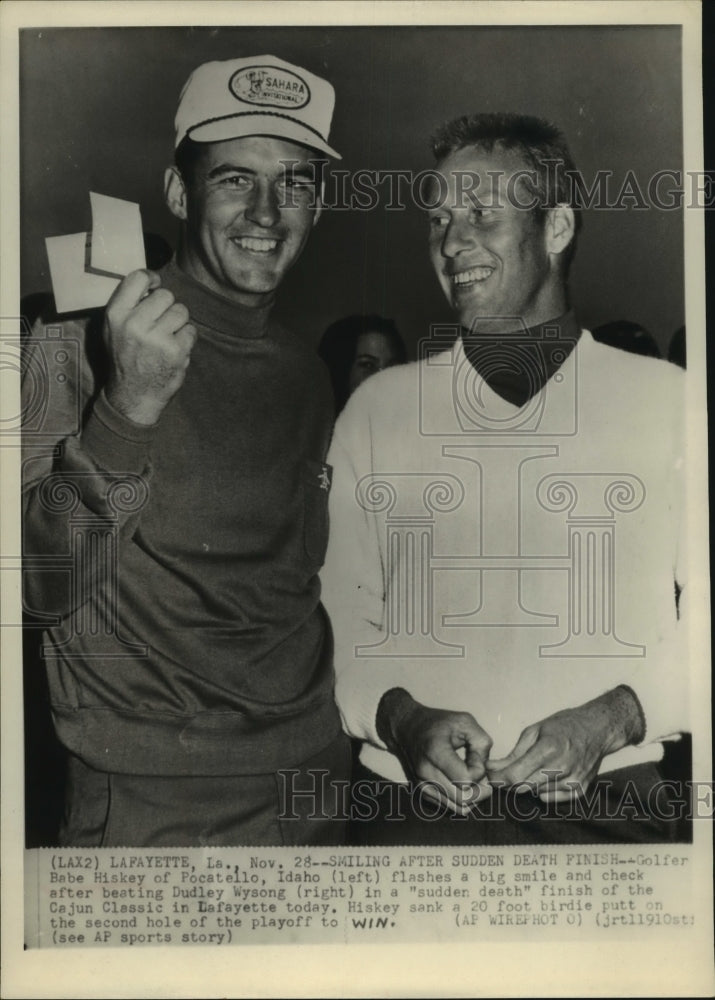 1966 Golfer Babe Hiskey wins Cajun Classic over Dudley Wysong in LA.-Historic Images