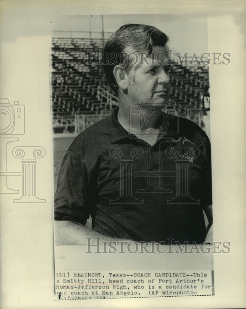 1972 Port Arthur&#39;s Thomas Jefferson High coach Smitty Hill. - Historic Images