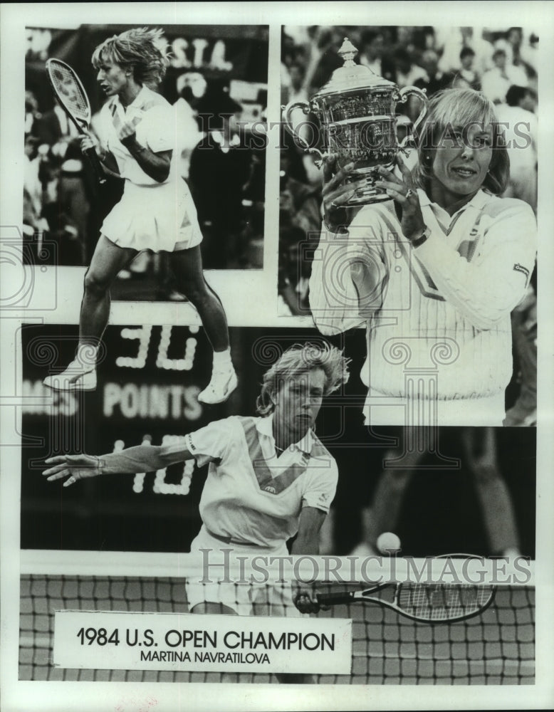 1984 Press Photo Shots of U.S. Open Tennis champion Martina Navratilova.- Historic Images