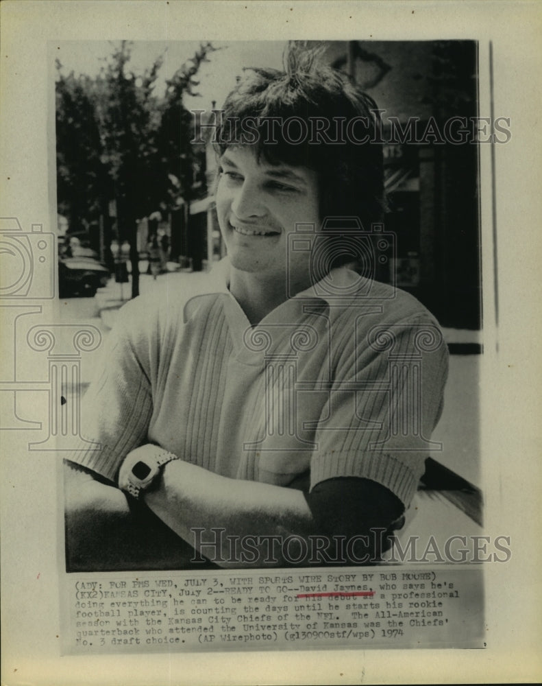 1974 Press Photo Kansas City draftee David Jaynes ready to start rookie season. - Historic Images