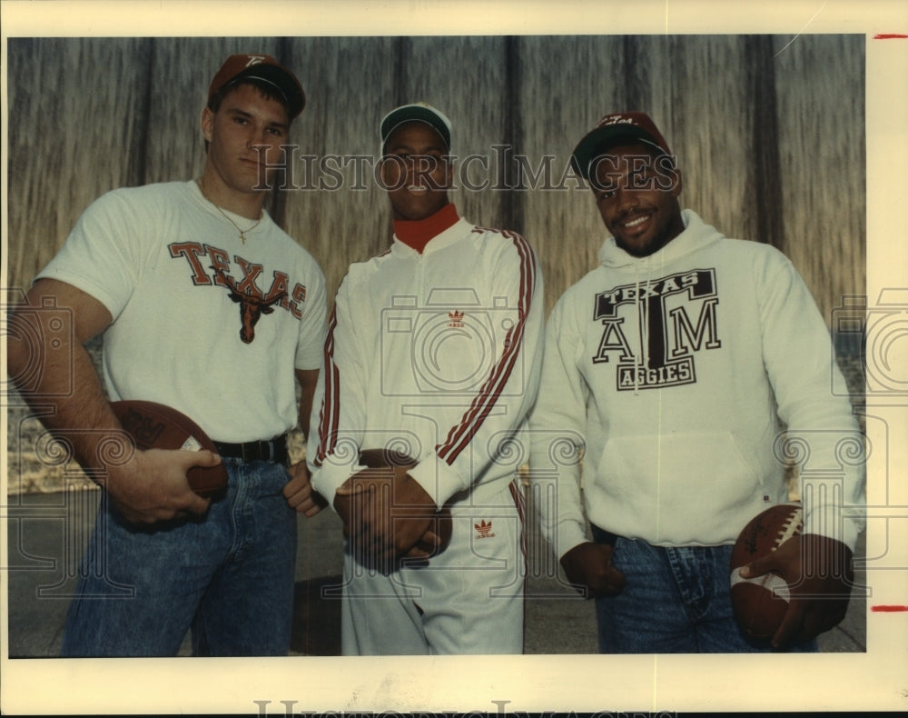 1988 Press Photo Houston recruits: Tommy Jeter, Tyronne Malone, Robert Wilson- Historic Images