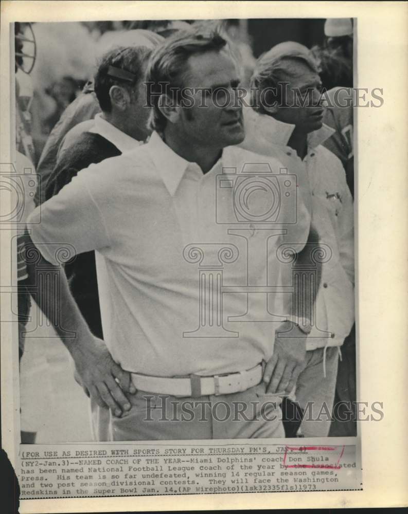 1973 Press Photo Don Shula named National Football League Coach of the Year - Historic Images