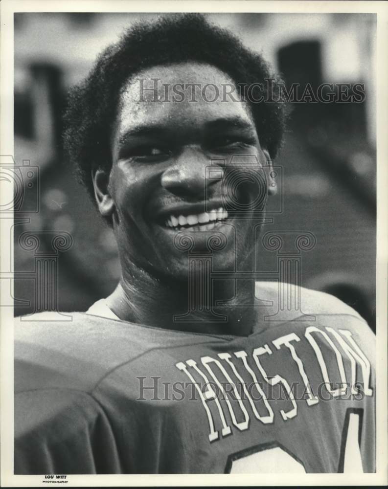 1976 Press Photo Houston&#39;s Don Bass smiles after 4th touchdown - hcs10770- Historic Images