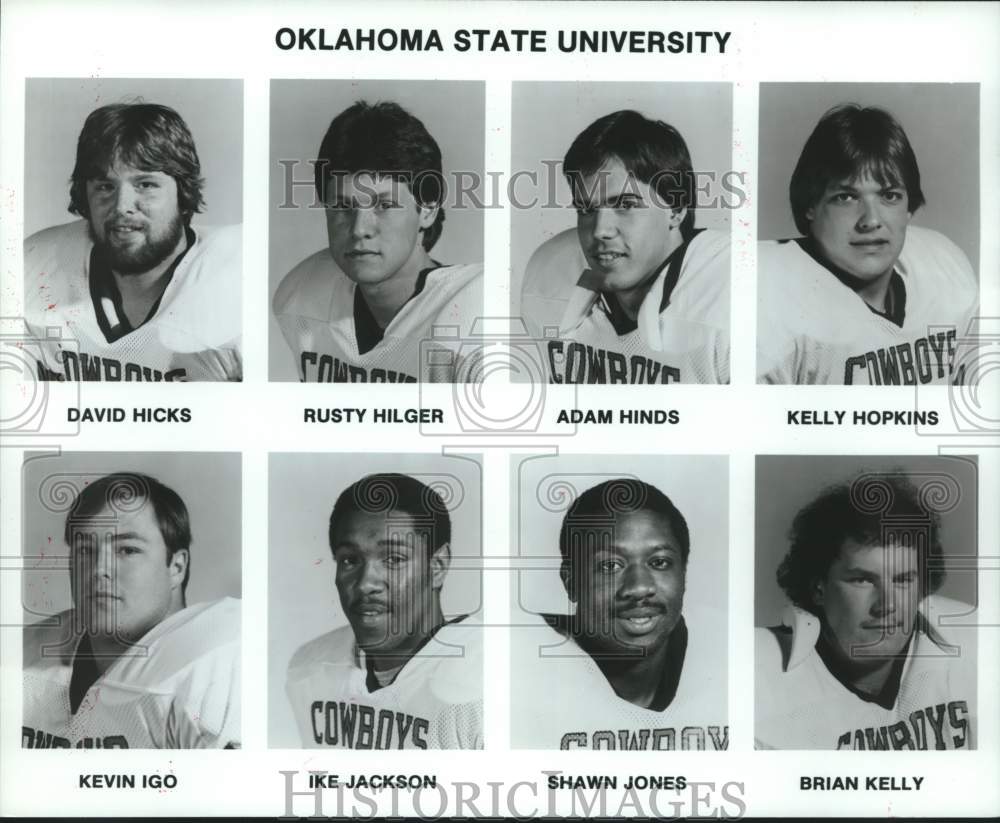 1986 Press Photo Football players for Oklahoma State University - hcs10942- Historic Images