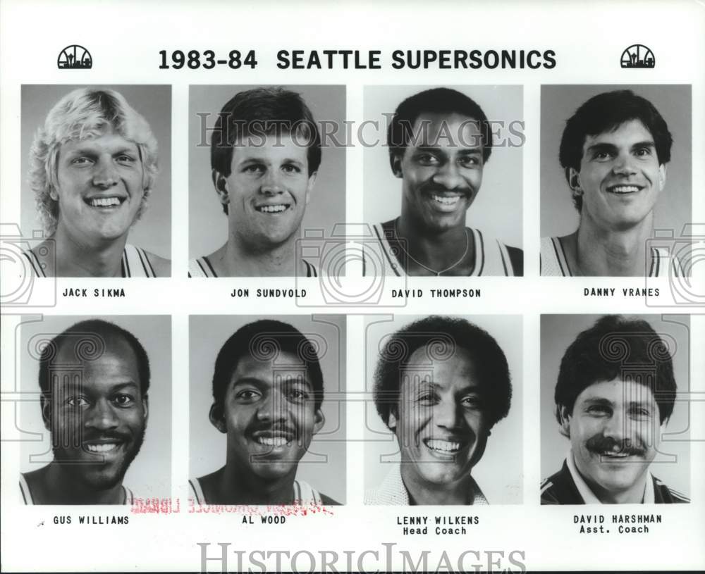 1983 Press Photo Basketball players and coaches for the Seattle Supersonics - Historic Images