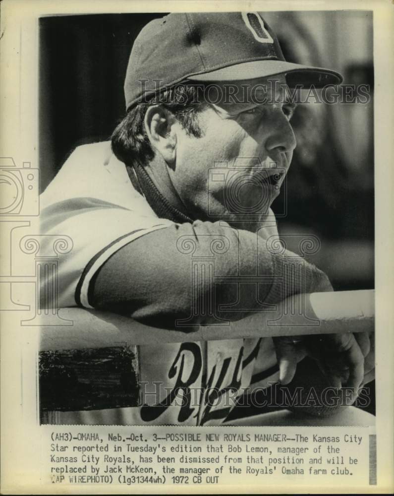 1972 Press Photo Omaha's Jack McKeon to replace Bob Lemon as Roayal's manager. - Historic Images