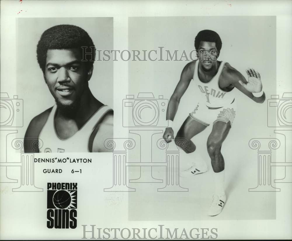 1973 Press Photo Phoenix Suns guard, 6&#39;-1&quot; Dennis &quot;Mo&quot; Layton. - hcs12738- Historic Images