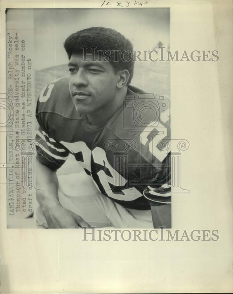 1971 Press Photo Ralph &quot;Rocky&quot; Thompson of West Texas State University drafted. - Historic Images