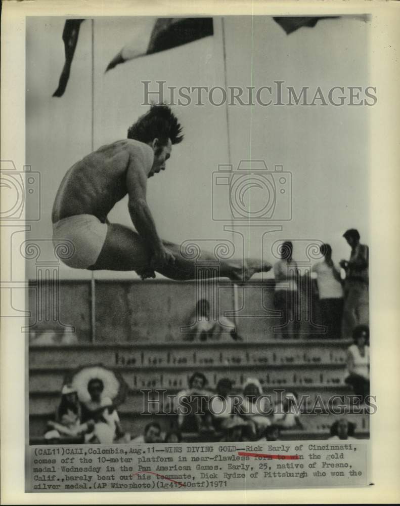 1971 Diver Rick Early wins gold at Pan American Games in Columbia. - Historic Images