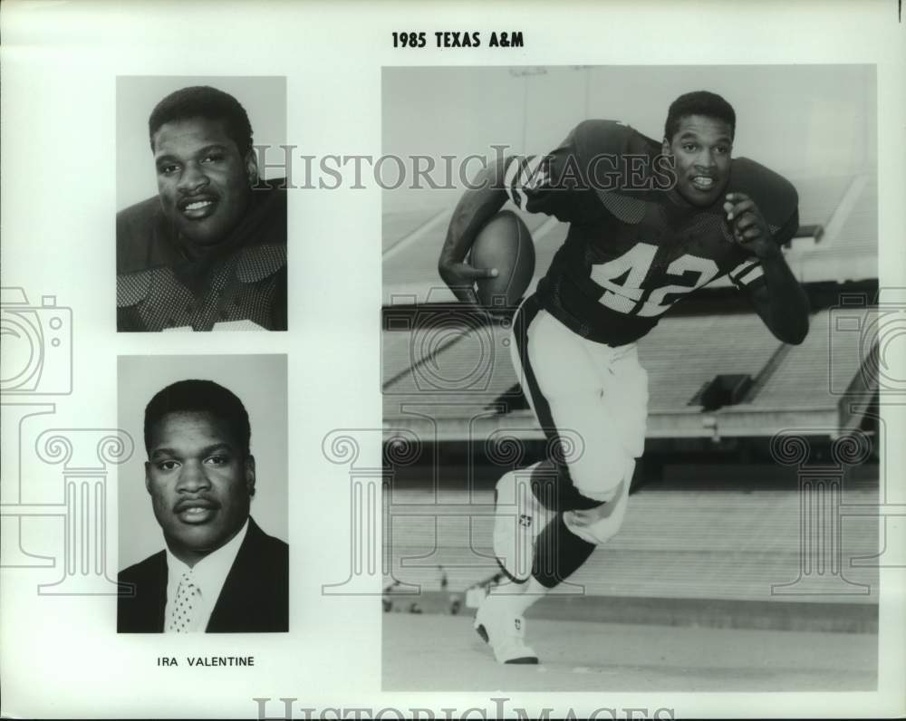 1985 Texas A&M University football player Ira Valentine. - Historic Images