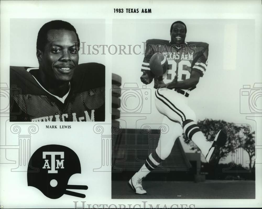 1983 Texas A&M University football player Mark Lewis. - Historic Images