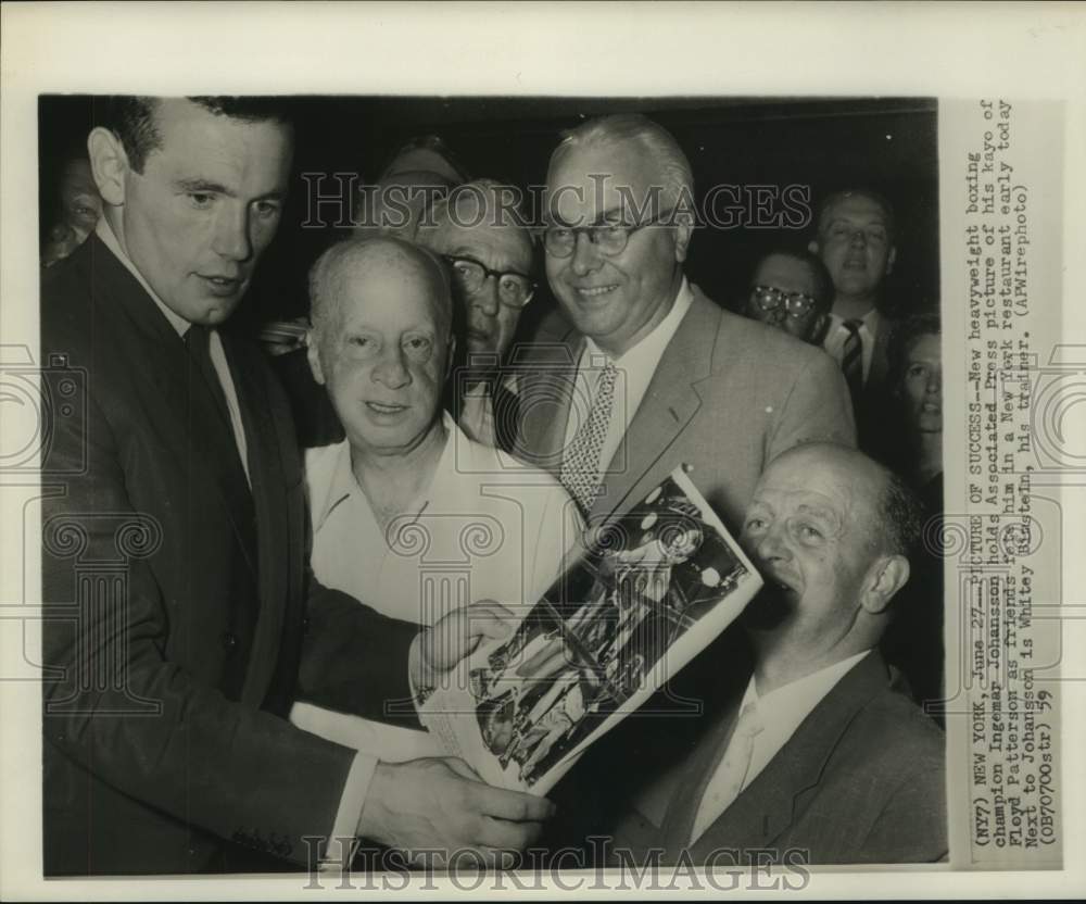 1959 Boxer Ingemar Johansson celebrates victory in New York - Historic Images