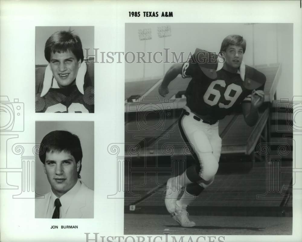 1985 Texas A&M University football player Jon Burman. - Historic Images
