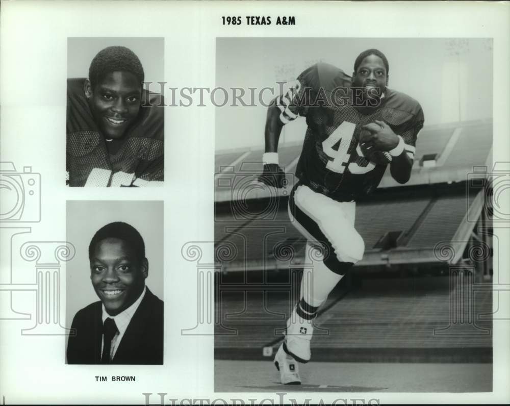1985 Texas A&M University football player Tim Brown. - Historic Images