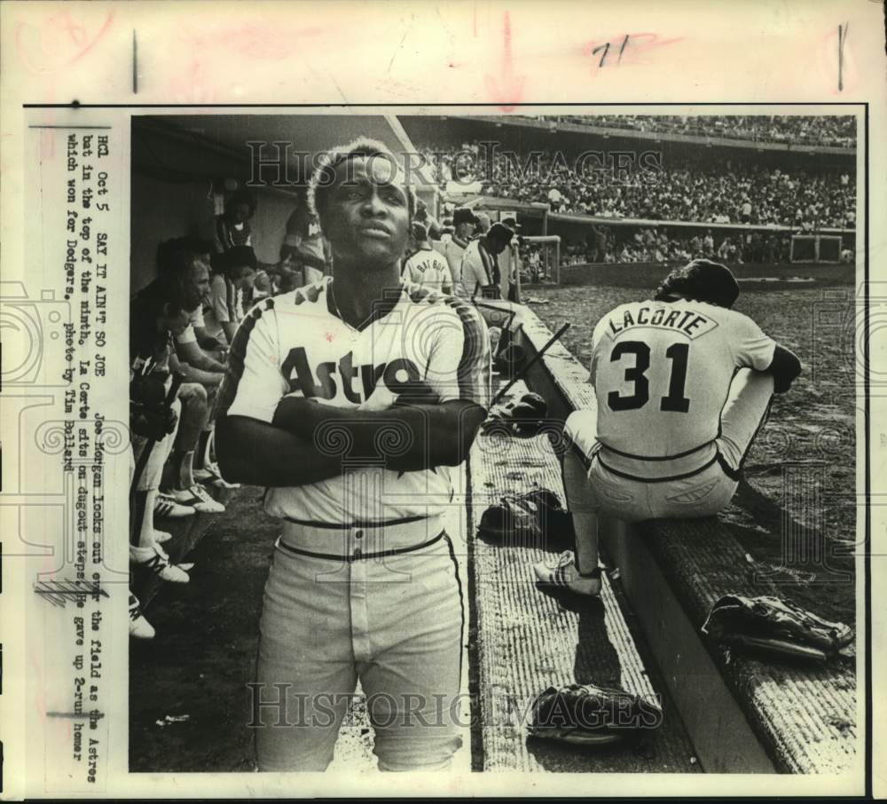 1980 Astros&#39; Joe Morgan &amp; Frank LaCorte react to Dodgers defeat. - Historic Images