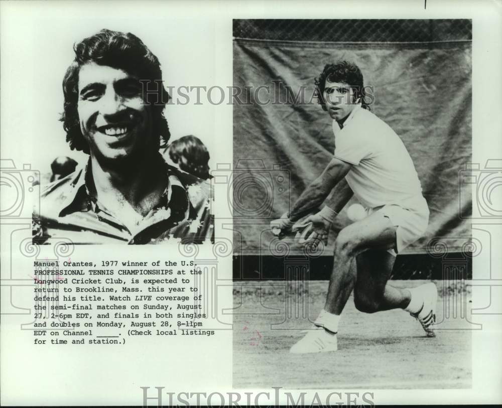 1978 Manuel Orantes, 1977 winner of US Tennis Championships, Mass. - Historic Images