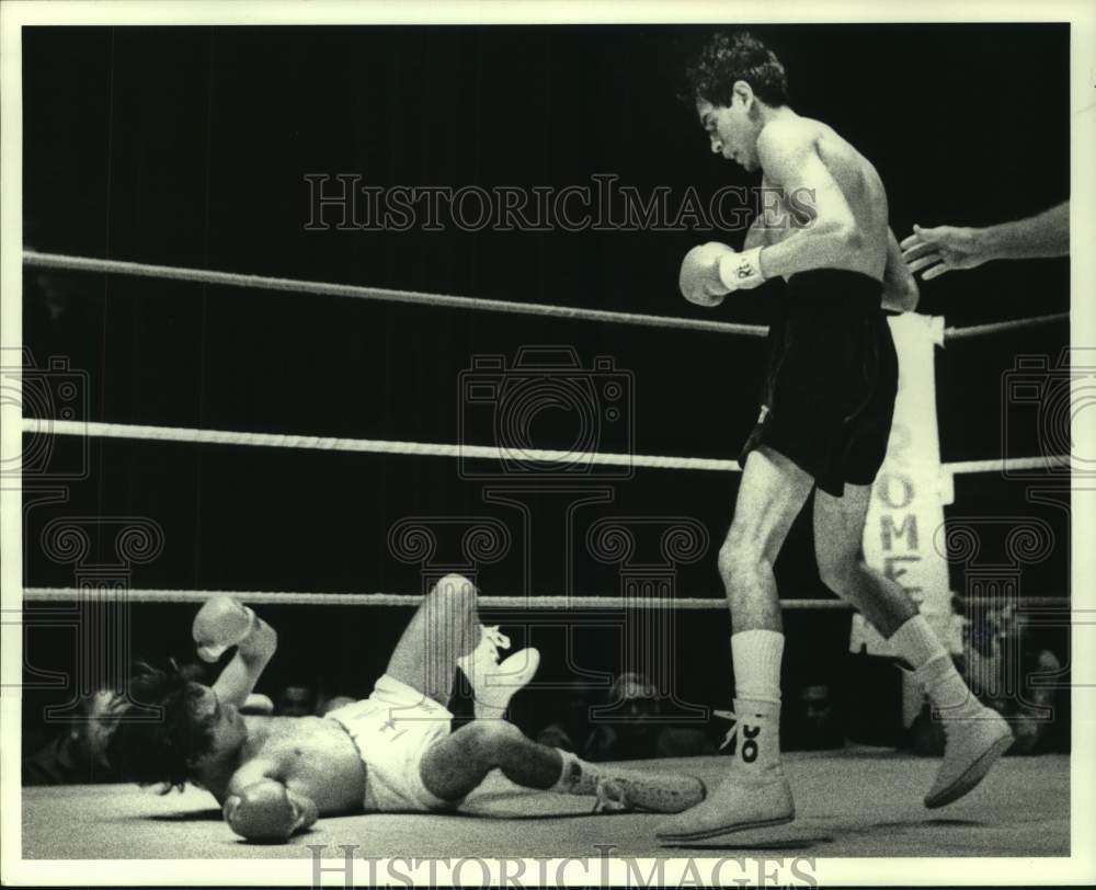 1979 Joe Olivo gets his first of three knock-downs against Madera - Historic Images