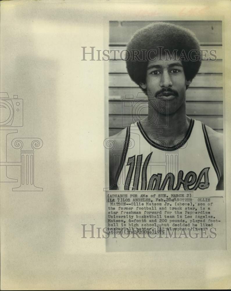 1975 Press Photo Ollie Matson, Jr. basketball player for Pepperdine University- Historic Images