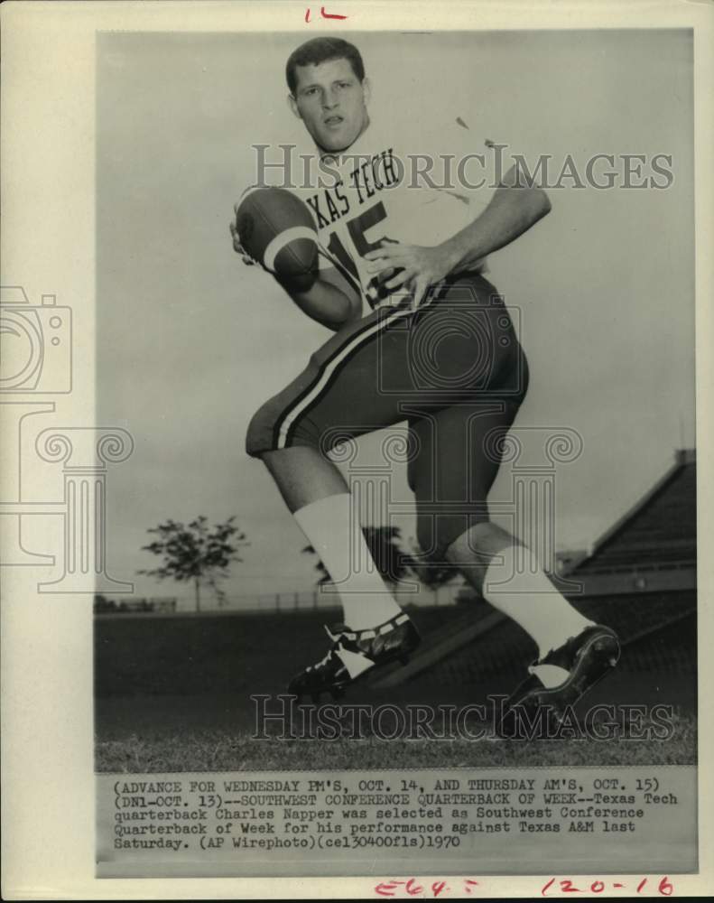 1970 Texas Tech quarterback Charles Napper drops back to pass - Historic Images