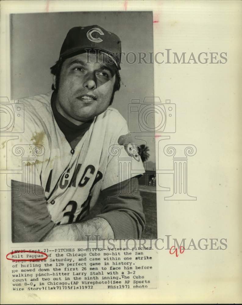 1972 Veteran pitcher of the Chicago Cubs Milt Pappas - Historic Images