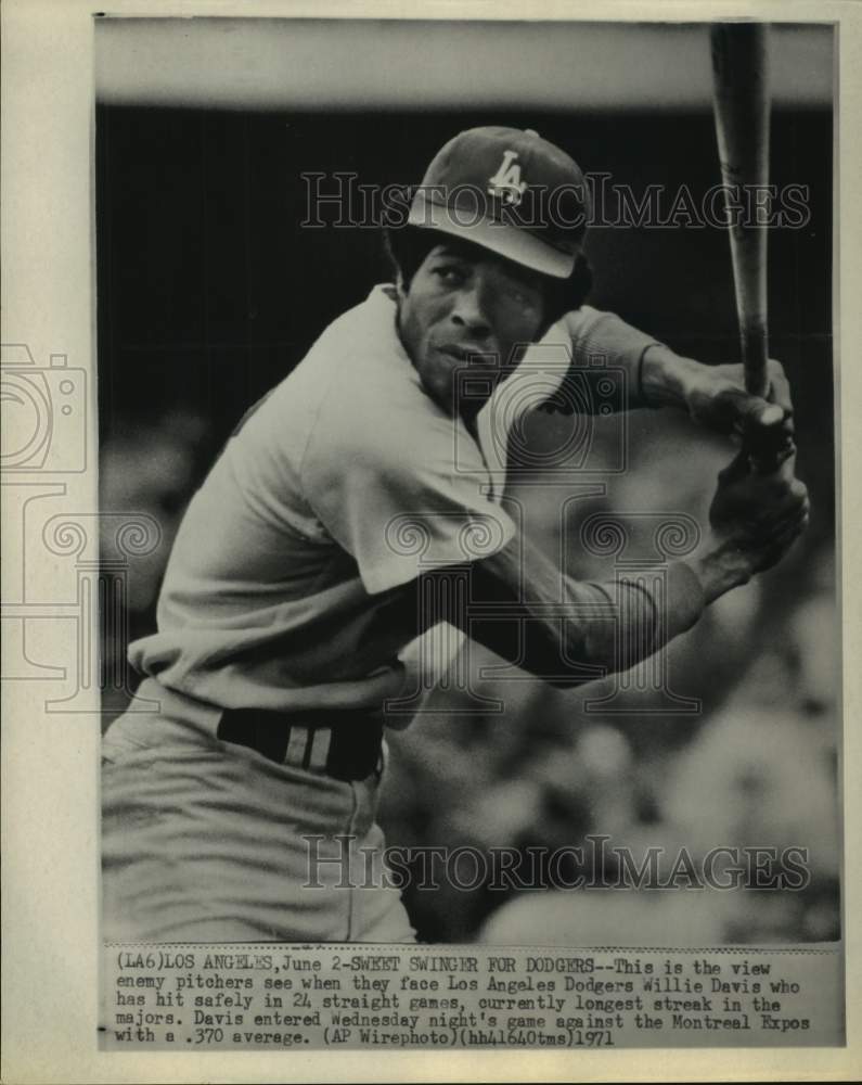 1971 Press Photo Los Angeles Dodgers&#39; Willie Davis has a .370 average - Historic Images