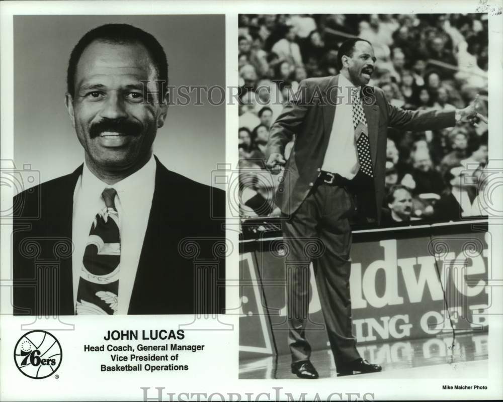 1995 John Lucas, Head Coach of Philadelphia 76ers - Historic Images