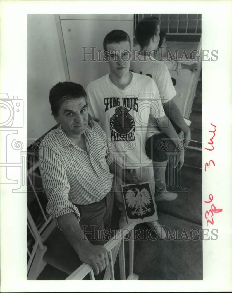 1993 Spring Woods High basketball player Thomas Sliwinski &amp; his dad - Historic Images