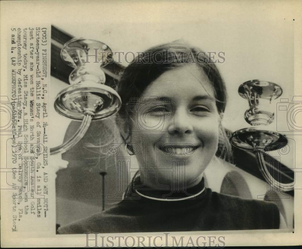 1970 Hollis Stacy is all smiles after North-South Golf tourney win. - Historic Images