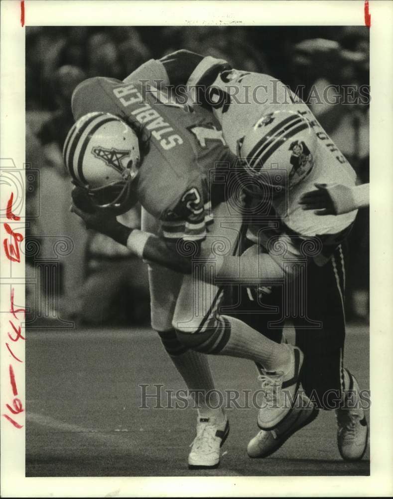 1980 Patriots' Rod Shoate sacks Oilers' quarterback Ken Stabler. - Historic Images