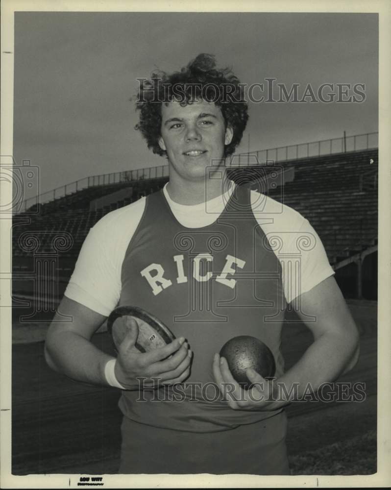 1973 Rice University's shot put and discus star, Ken Stadel. - Historic Images
