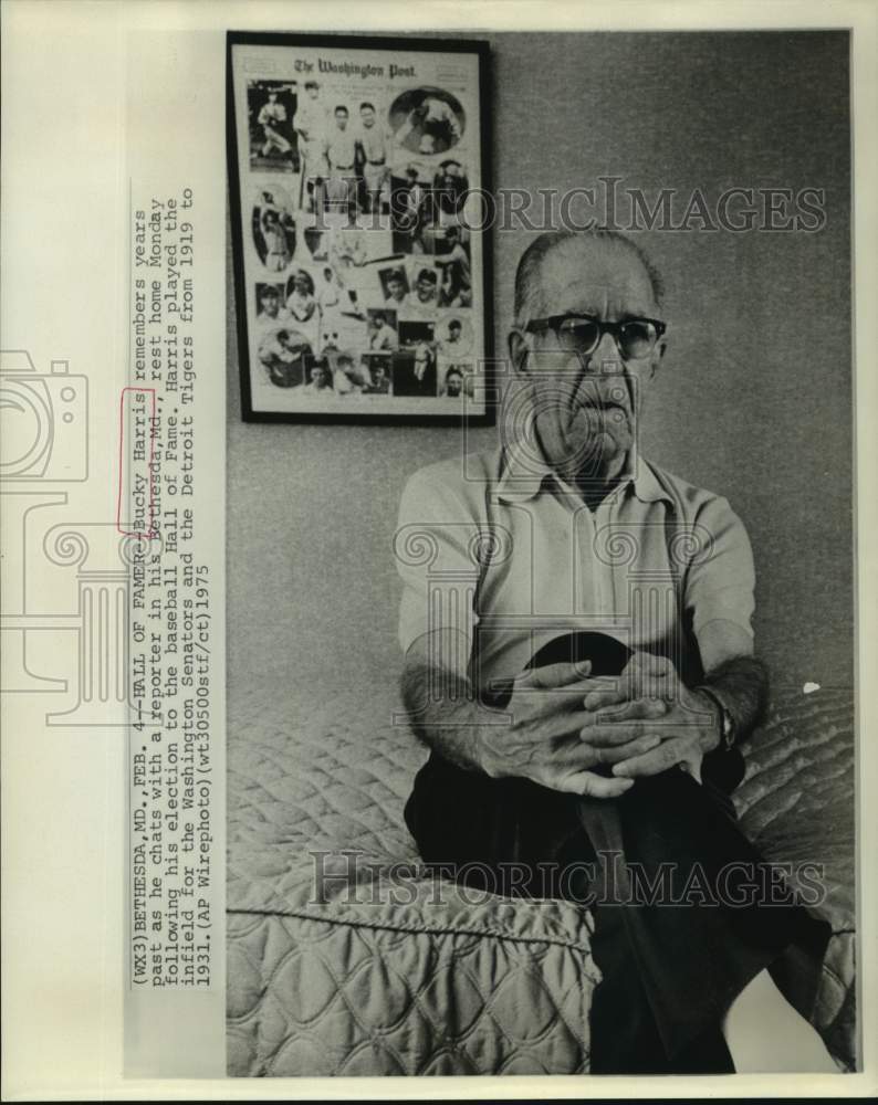 1975 Press Photo Stanley &quot;Buckey&quot; Harris after election to baseball Hall of Fame- Historic Images