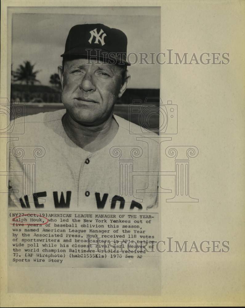 1970 Press Photo Baseball's American League Manager Ralph Houk of the NY Yankees - Historic Images