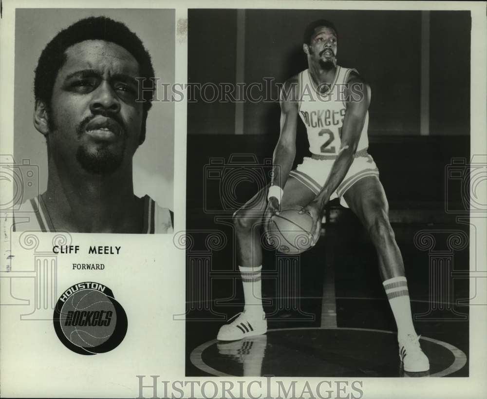 1974 Press Photo Two photos of Houston Rockets basketball player Cliff Meely - Historic Images