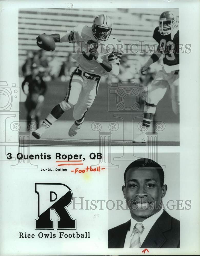 1987 Press Photo Rice University junior quarterback Quentis Roper. - hcs19066 - Historic Images