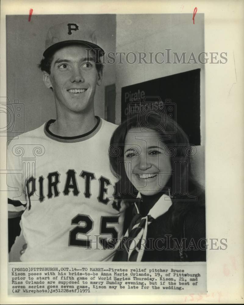 1971 Press Photo Pirates relief pitcher Bruce Kison &amp; fiancee Anna Marie Orlando- Historic Images