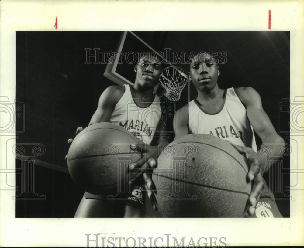 1986 Press Photo Marian Christian&#39;s Taju &amp; Afis Olajuwon are brothers of Akeem - Historic Images