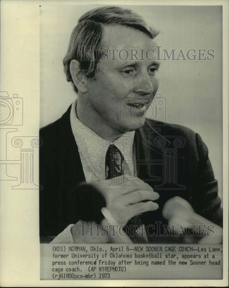 1973 Press Photo Les Lane named University of Oklahoma basketball coach.- Historic Images