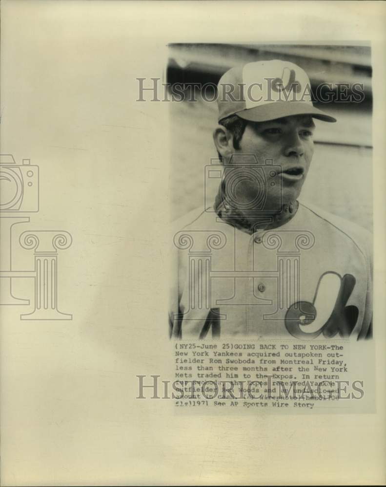 1971 Press Photo Outfielder Ron Swoboda has been acquired by New York Yankees- Historic Images