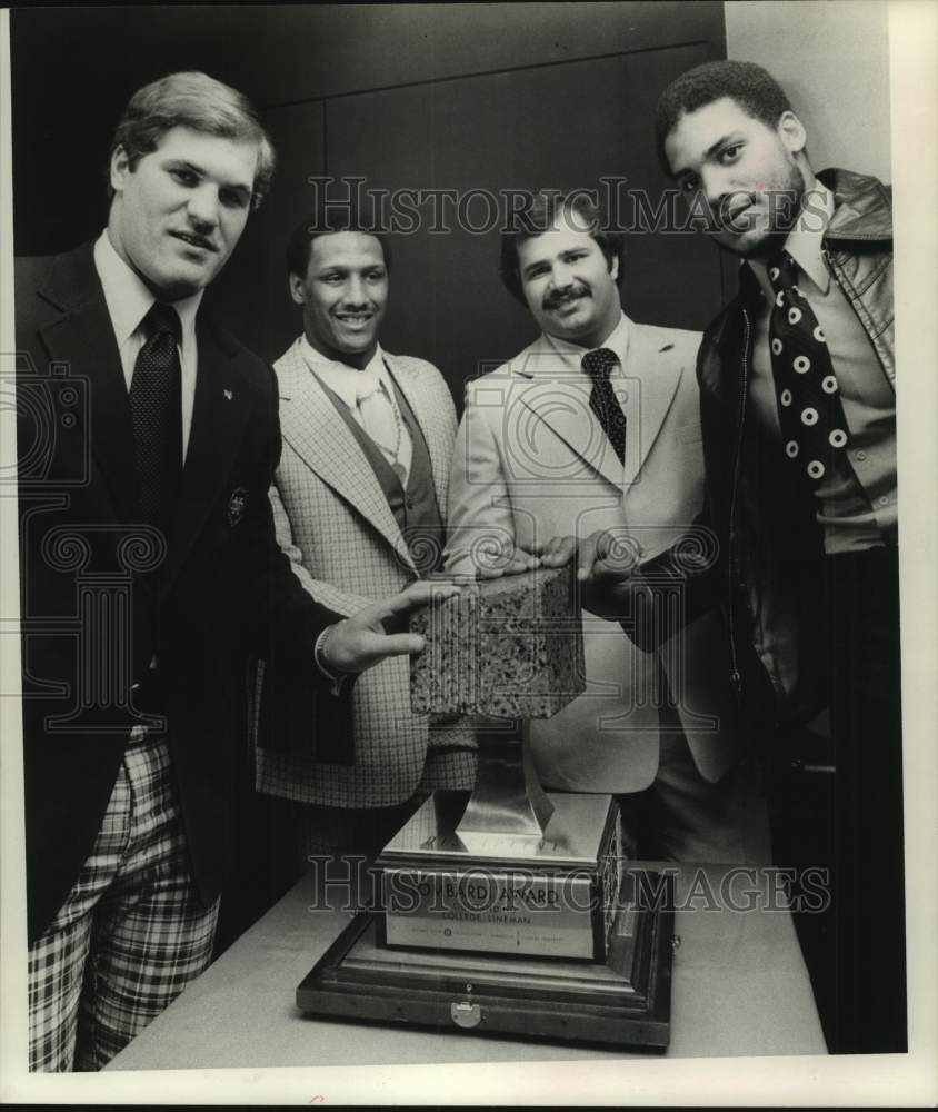 1978 Press Photo Ken MacAfee poses with Lombard Football Award - hcs20675- Historic Images