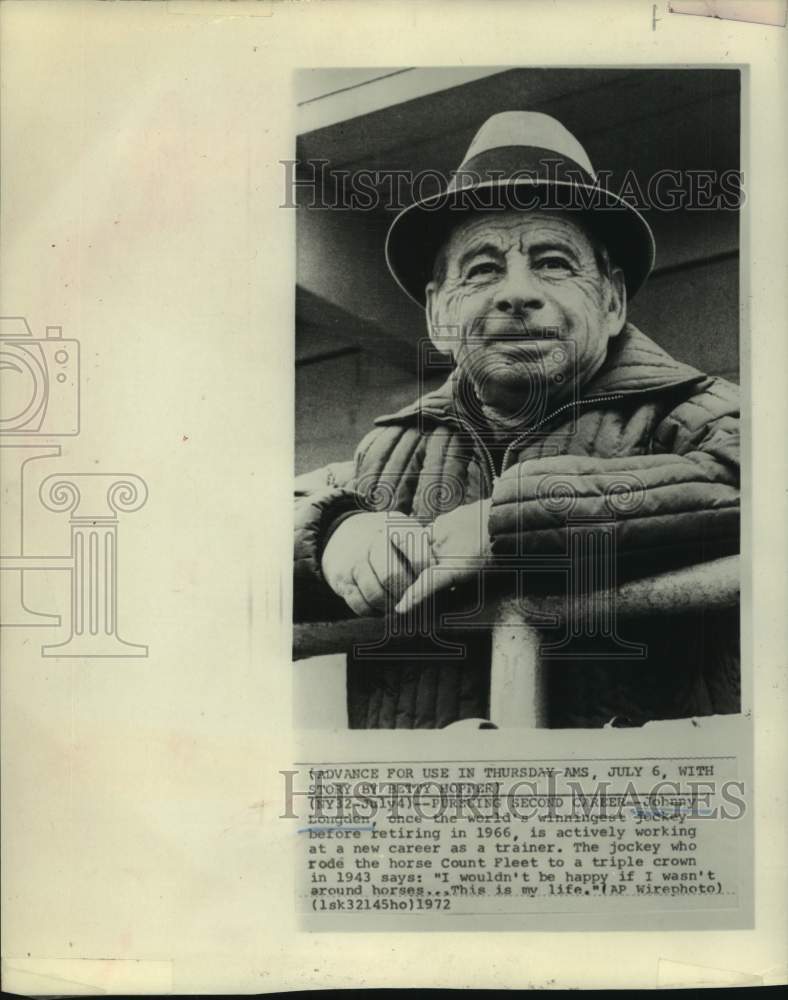 1972 Press Photo Champion jockey turned horse trainer - Johnny Longden. - Historic Images