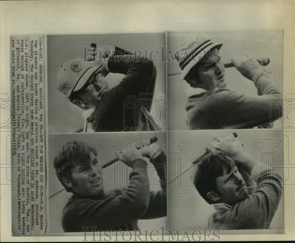 1971 Press Photo U.S. Walker Cup players at practice in St. Andrews, Scotland - Historic Images