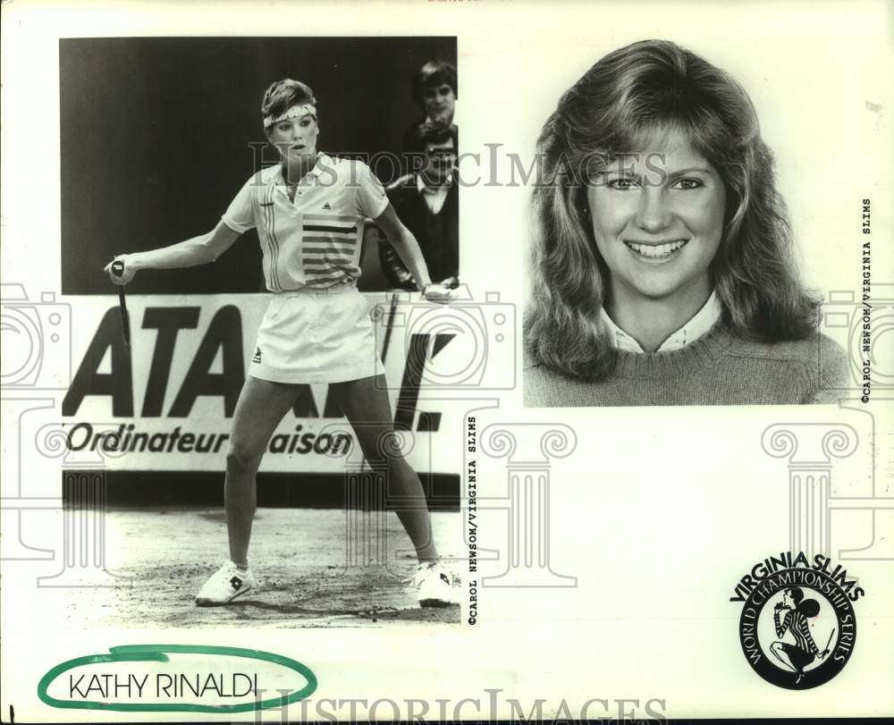 1986 Press Photo Tennis&#39; Kathy Rinaldi to appear with Zina Garrison at Oshman&#39;s- Historic Images