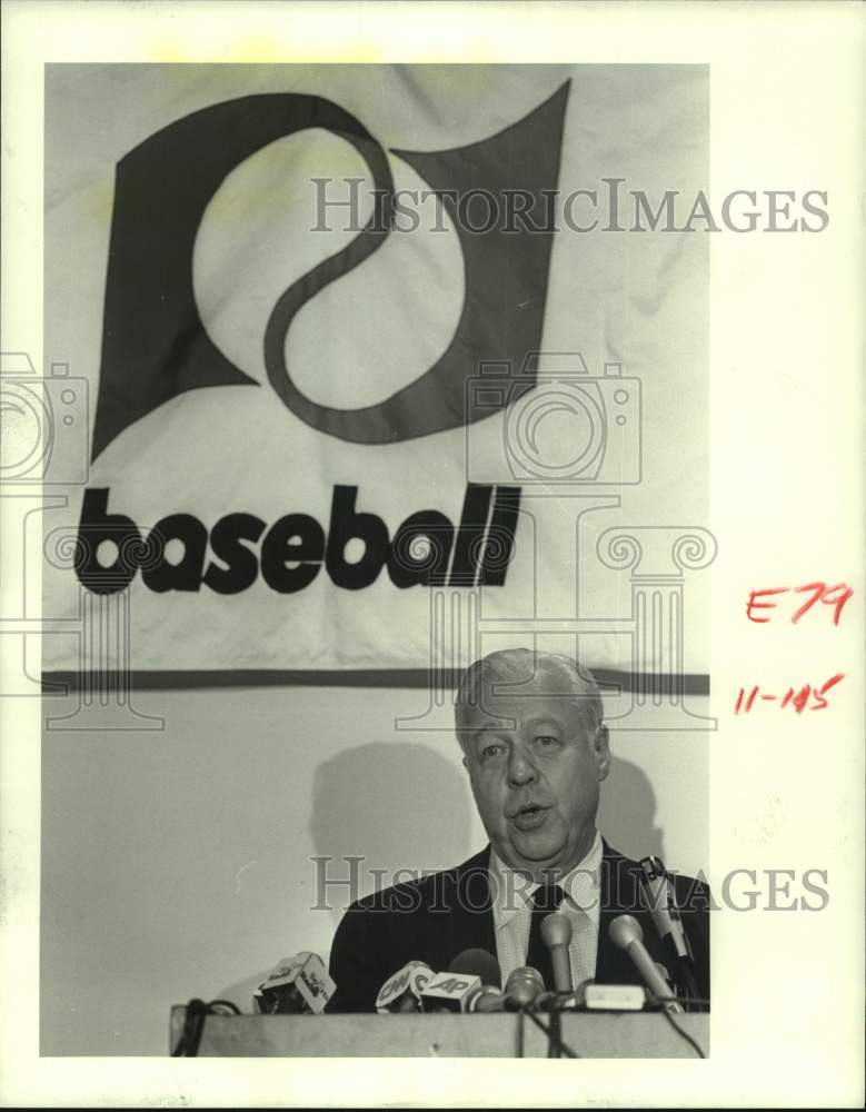 1984 Press Photo Lee MacPhail, American League president &amp; baseball negotiator- Historic Images