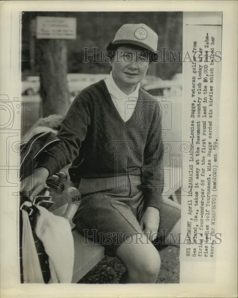 1959 Press Photo Golfer Louise Suggs leads Zaharias Golf Tourney in Beaumont- Historic Images