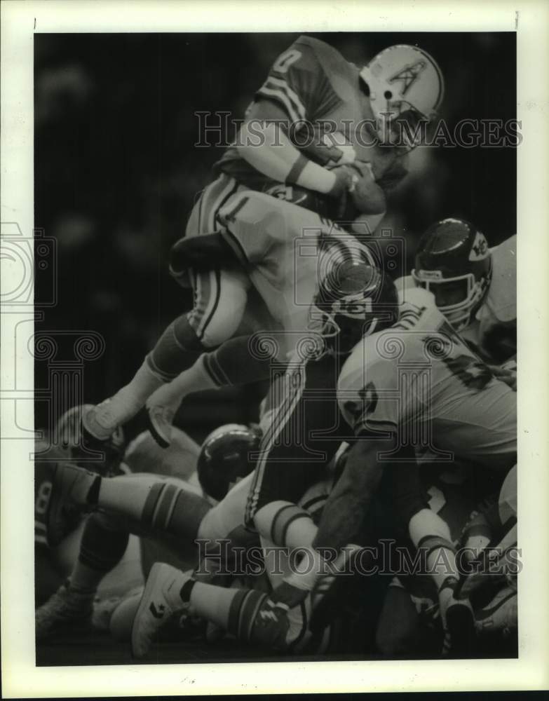 1985 Press Photo Houston Oilers football player Larry Moriarity vs. Kansas City- Historic Images