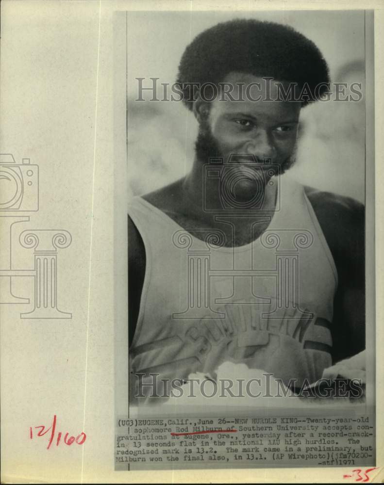 1973 Press Photo Southern University track hurdler Rod Milburn - hcs22046 - Historic Images