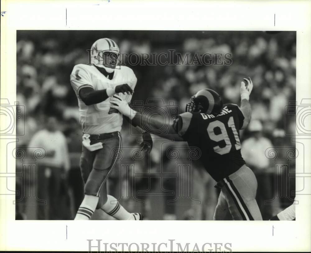 1990 Press Photo Houston Oilers and Los Angeles Rams play NFL football - Historic Images