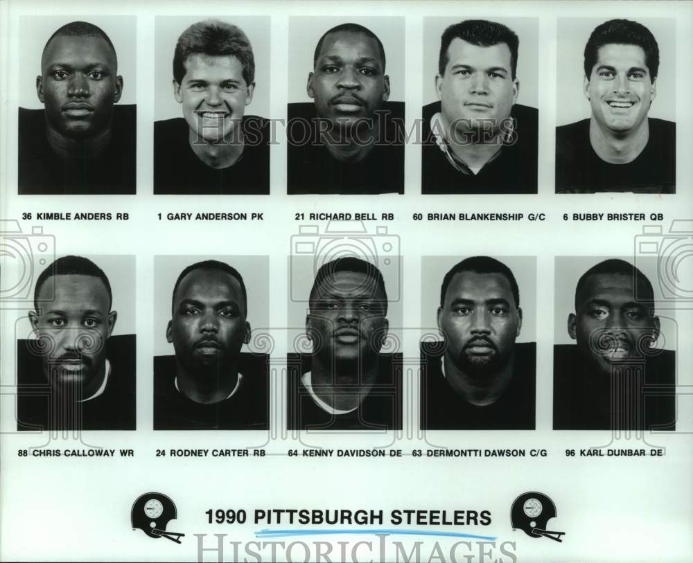 1990 Press Photo Pittsburgh Steelers football head shots - hcs22891- Historic Images