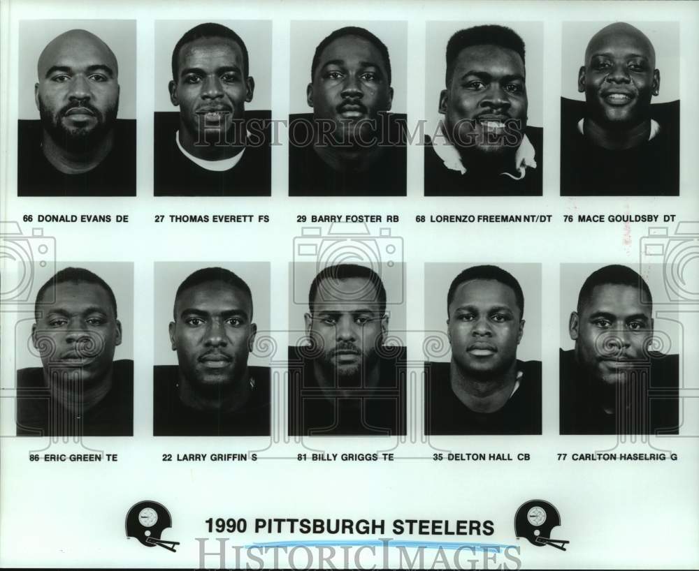1990 Press Photo Pittsburgh Steelers football head shots - hcs22896- Historic Images